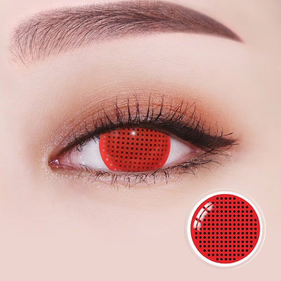 Red Screen Round Mesh Halloween Lens